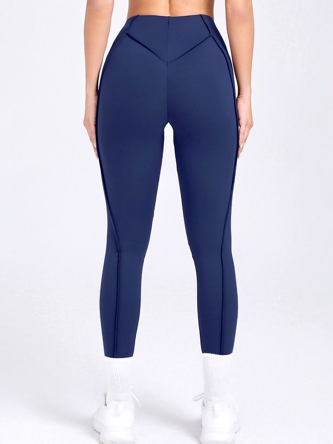 Women's sports leggings for fitness with external seams, Sculpt, (dark blue), S