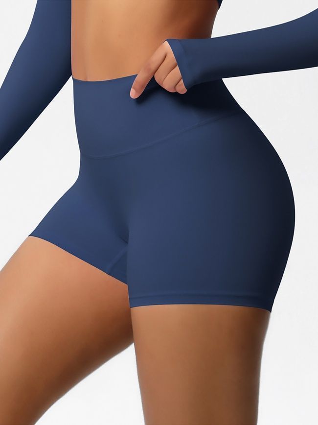 Szorty &bdquo;Basic&rdquo; bez push-upu sportowe damskie basowe do fitnessu, (ciemnoniebieskie), S