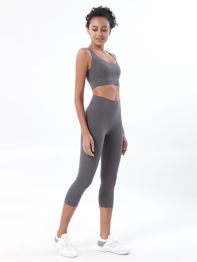 Women's sports top with push-ups and removable cups, Active, (gray), S