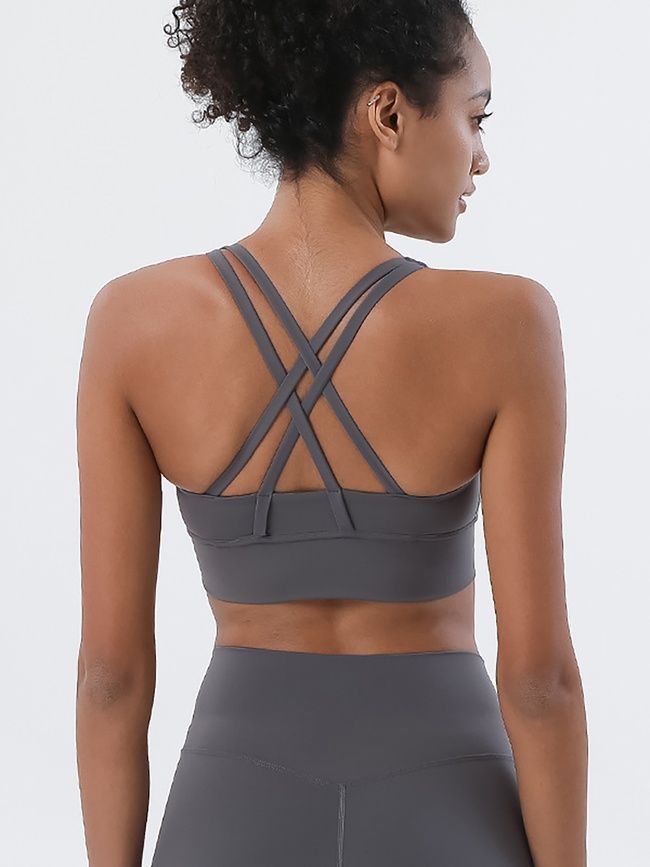 Women's sports top with push-ups and removable cups, Active, (gray), S