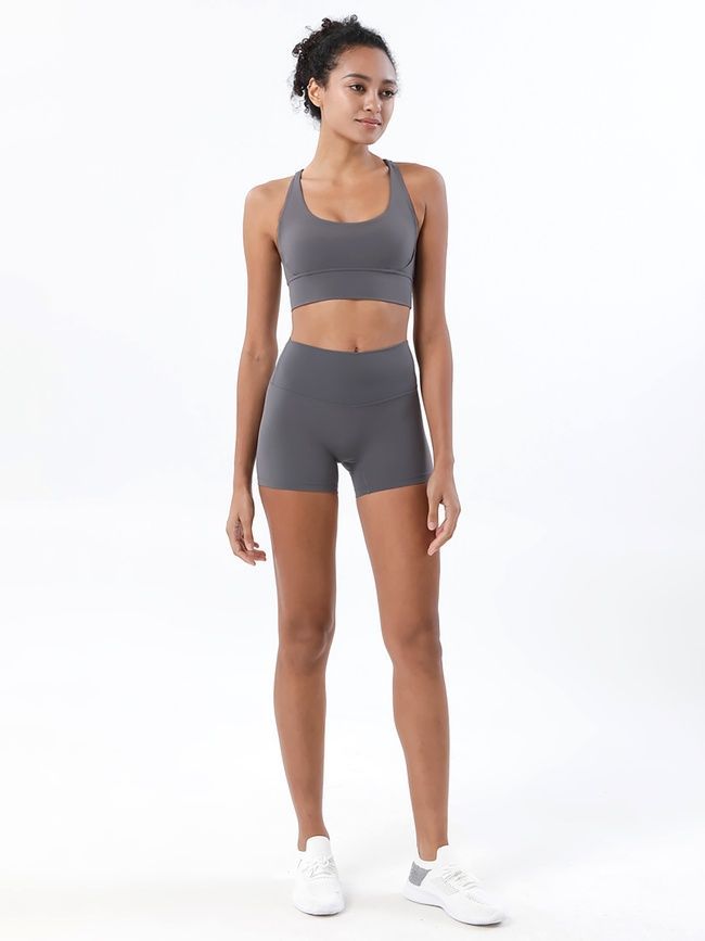 Women's sports top with push-ups and removable cups, Active, (gray), S