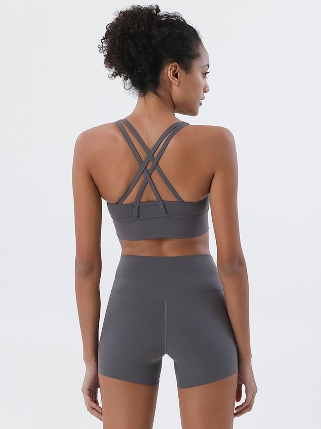 Women's sports top with push-ups and removable cups, Active, (gray), S