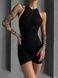 Women's fitness jumpsuit with zipper, shorts-style, and open back, Shadow Fit, (black), M
