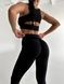 Women's sports leggings with push-up and V-shaped belt, Balance, (black), S