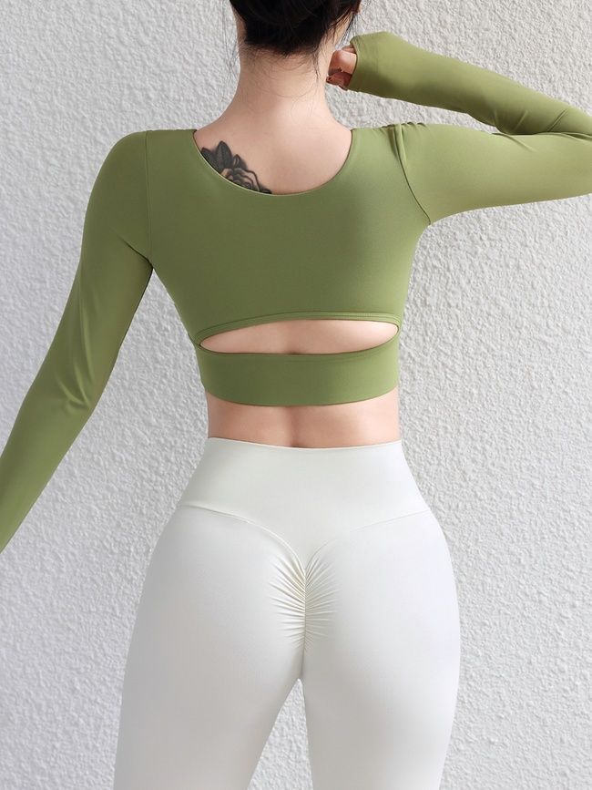 Damski rashguard sportowy z push-up i wyjmowanymi miseczkami, Balance, (pistacjowy), S