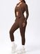 Three-piece set "Basic Fit Long" - leggings, top, rashguard, women's fitness tracksuit, (chocolate), M