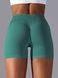 Women's seamless sports shorts with push-up for fitness with V-belt, V-shape, (emerald), S