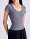 Women's sports T-shirt for fitness with a wide neck, Second Skin, (gray), S
