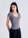Women's sports T-shirt for fitness with a wide neck, Second Skin, (gray), S