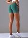 Women's seamless sports shorts with push-up for fitness with V-belt, V-shape, (emerald), S