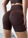 Damski komplet dwuczęściowy do fitnessu - crop-top i szorty z push-upem, bezszwowy, Classic, (kawowy), S