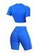 Damski dwuczęściowy komplet sportowy do fitnessu, ze szwami zewnętrznymi, crop top i szorty, Sculpt Armor, (niebieski elektryczny), S