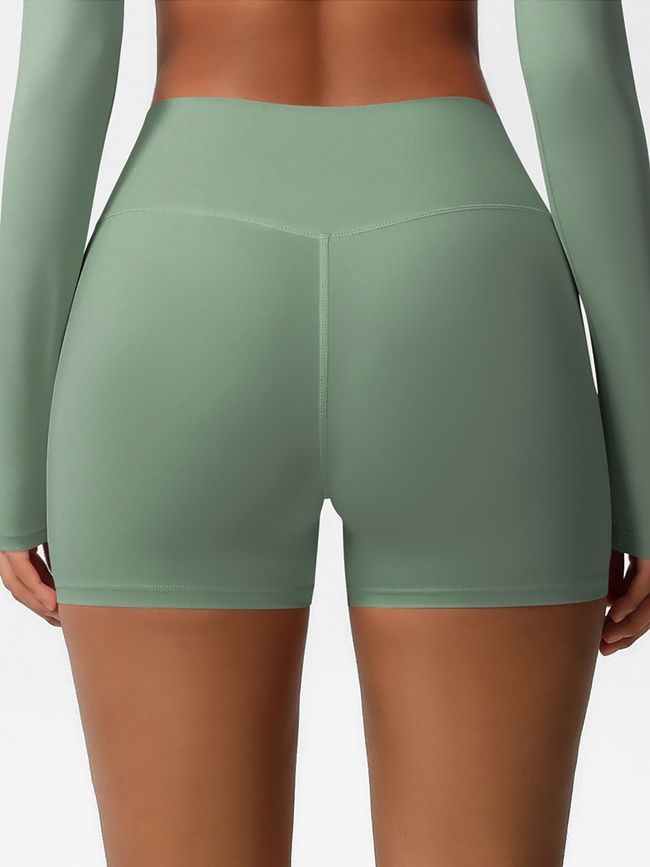 Szorty &bdquo;Basic&rdquo; bez push-upu sportowe damskie basowe do fitnessu, (pistacjowy), S