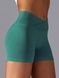 Damskie bezszwowy sportowe szorty z push-up do fitnessu z paskiem klinowym, V-shape, (szmaragd), L