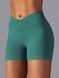 Damskie bezszwowy sportowe szorty z push-up do fitnessu z paskiem klinowym, V-shape, (szmaragd), L