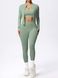 Three-piece set "Basic Fit Long" - leggings, top, rashguard, women's fitness tracksuit, (pistache), L