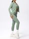 Three-piece set "Basic Fit Long" - leggings, top, rashguard, women's fitness tracksuit, (pistache), L