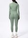 Three-piece set "Basic Fit Long" - leggings, top, rashguard, women's fitness tracksuit, (pistache), L