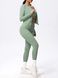 Three-piece set "Basic Fit Long" - leggings, top, rashguard, women's fitness tracksuit, (pistache), L