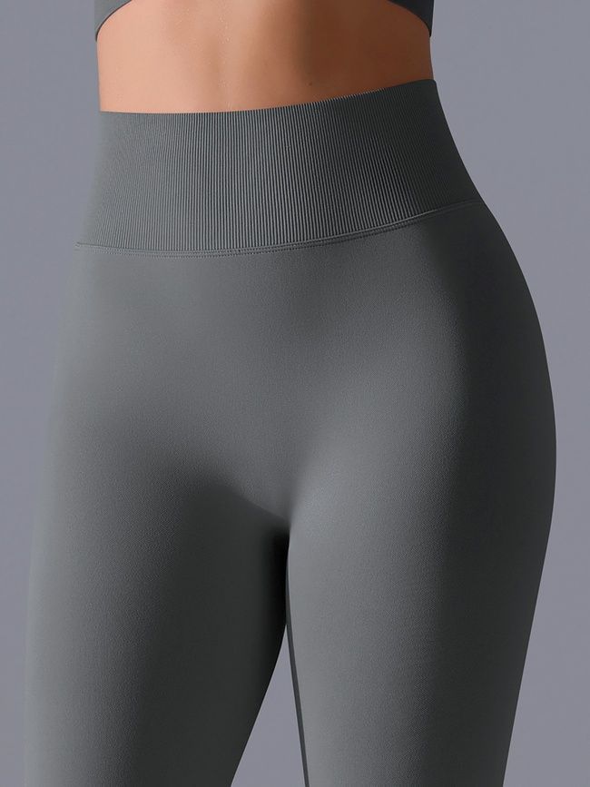 Women's 'Basic' seamless leggings with push-up, sports for fitness, (gray), S