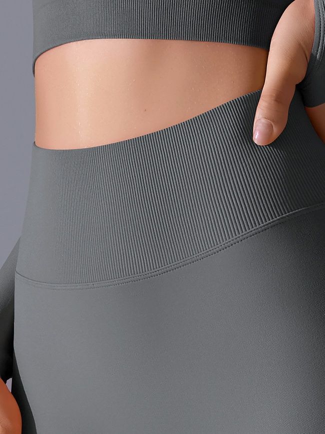 Women's 'Basic' seamless leggings with push-up, sports for fitness, (gray), S