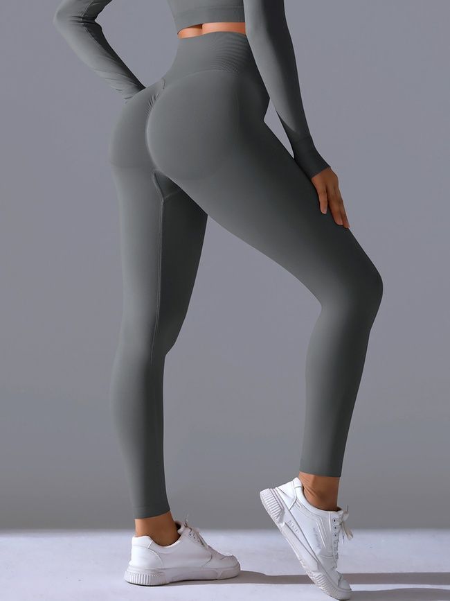 Women's 'Basic' seamless leggings with push-up, sports for fitness, (gray), S