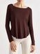 Bluza damska z szerokim dekoltem w szpic, Second Skin, (czekoladowy), S