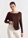 Bluza damska z szerokim dekoltem w szpic, Second Skin, (czekoladowy), S