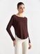 Bluza damska z szerokim dekoltem w szpic, Second Skin, (czekoladowy), S