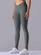 Women's push-up fitness leggings with V-belt, V-shape, (gray), S