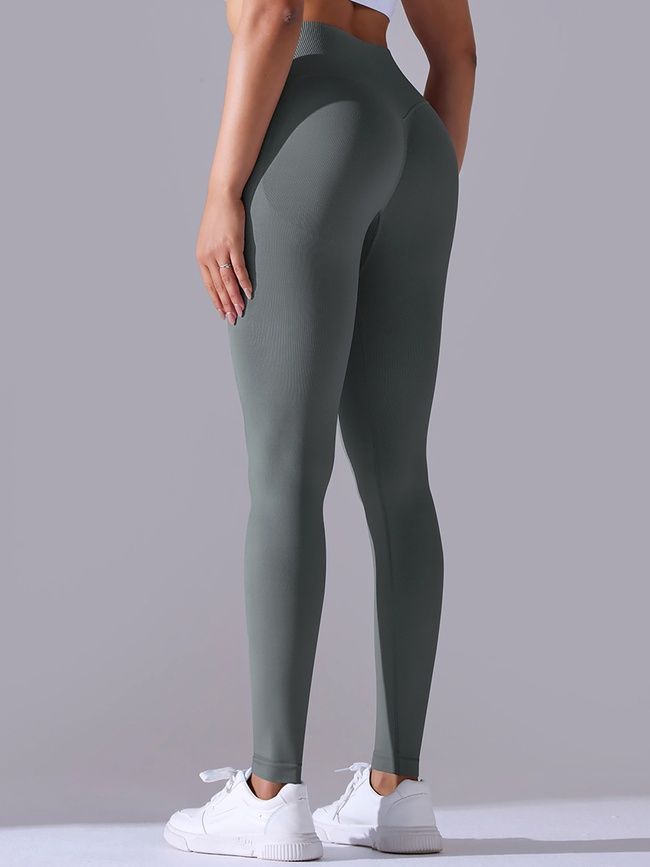 Women's push-up fitness leggings with V-belt, V-shape, (gray), S
