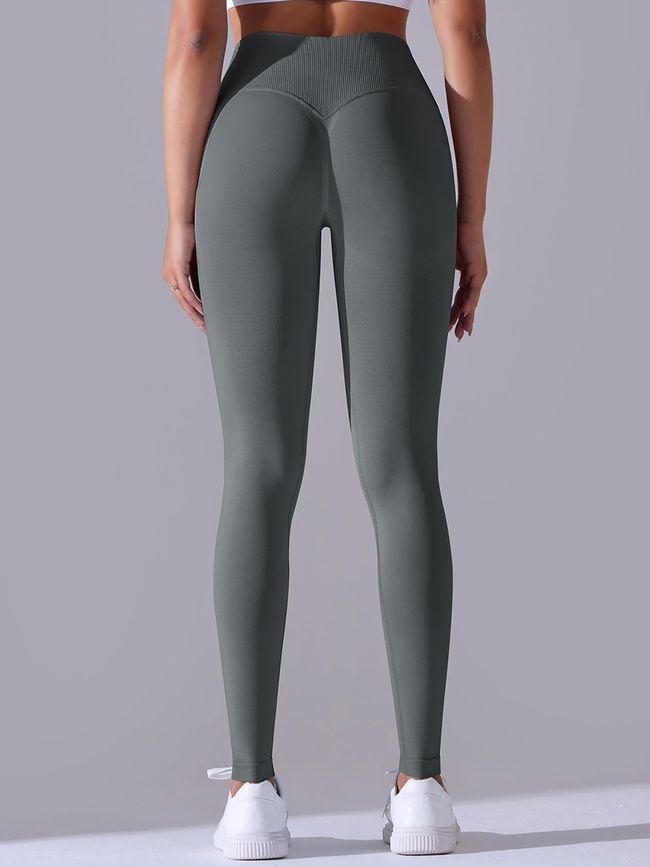 Women's push-up fitness leggings with V-belt, V-shape, (gray), S