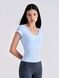 Women's sports T-shirt for fitness with a wide neck, Second Skin, (light blue), S