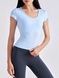 Women's sports T-shirt for fitness with a wide neck, Second Skin, (light blue), S