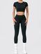 Damski sportowy zestaw do fitnessu z imitacją bielizny, top i legginsy z push-up, Crush Set, (czarny), S