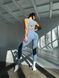 Women's sports leggings with push-up and V-shaped belt, Balance, (gray-blue), S