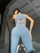 Women's sports leggings with push-up and V-shaped belt, Balance, (gray-blue), S