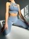 Women's sports leggings with push-up and V-shaped belt, Balance, (gray-blue), S