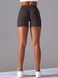 Women's seamless sports shorts with push-up for fitness with V-belt, V-shape, (brown), S