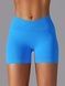 Damskie bezszwowy sportowe szorty z push-up do fitnessu z paskiem klinowym, V-shape, (jasny niebieski), L
