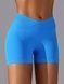 Damskie bezszwowy sportowe szorty z push-up do fitnessu z paskiem klinowym, V-shape, (jasny niebieski), L