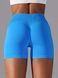 Damskie bezszwowy sportowe szorty z push-up do fitnessu z paskiem klinowym, V-shape, (jasny niebieski), L