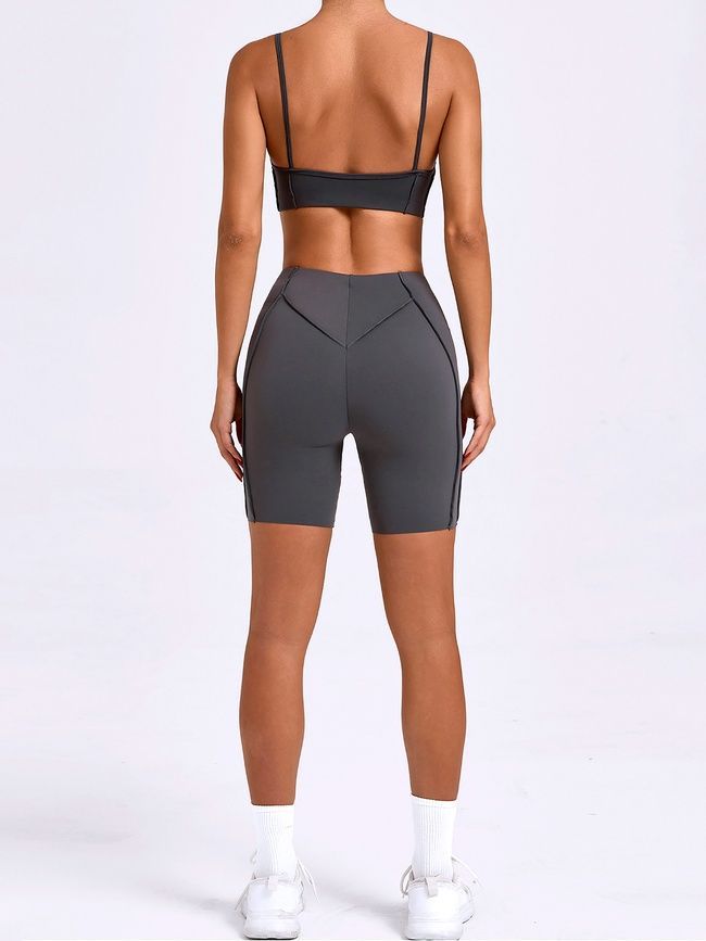 Women's sports shorts for fitness with external seams, Sculpt, (dark gray), S