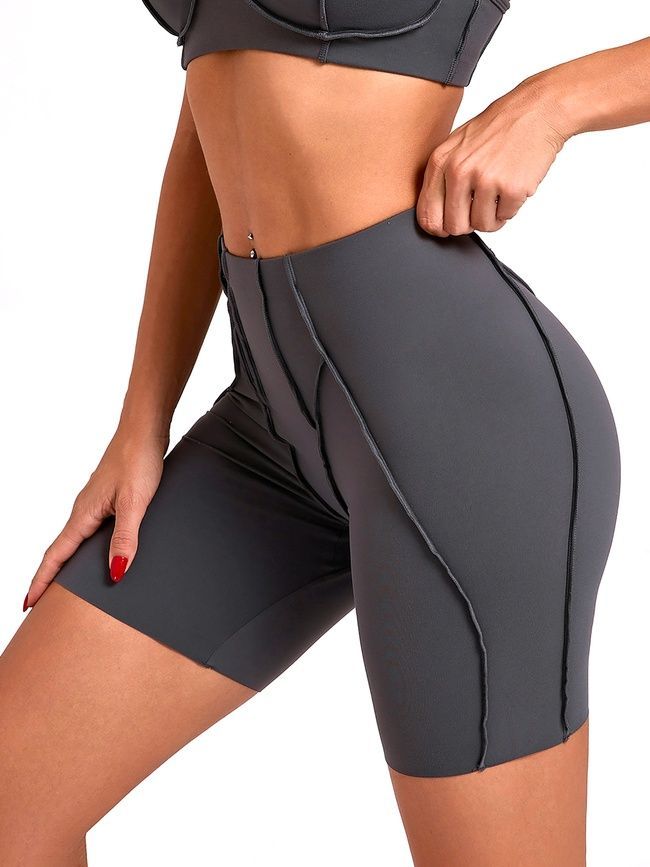 Women's sports shorts for fitness with external seams, Sculpt, (dark gray), S