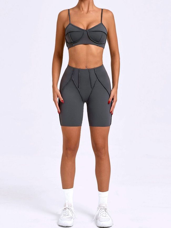 Women's sports shorts for fitness with external seams, Sculpt, (dark gray), S